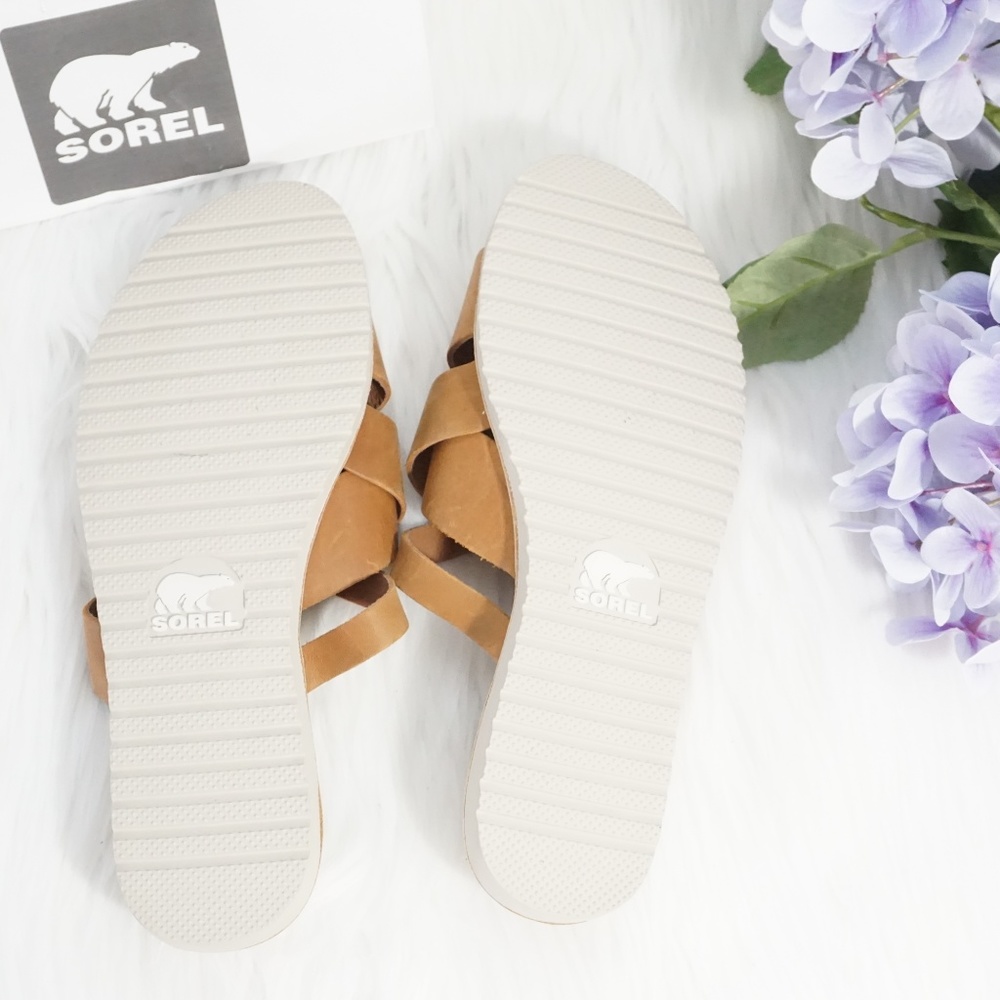 🆕SOREL Platform Slip On Slide Sandal Camel Brown - Picture 8 of 8
